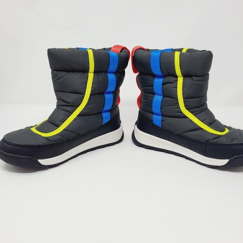 Sorel Children's Whitney II Puffy Mid Boot Winter Snow Black Yellow Kids Size 12 - Picture 5 of 9